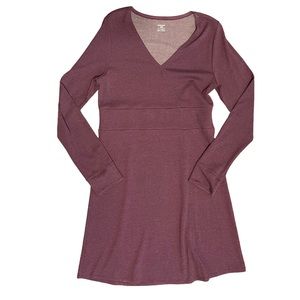 Horny Toad Finlay Faux Wrap Long Sleeve Dress in Burgundy Size X Large
